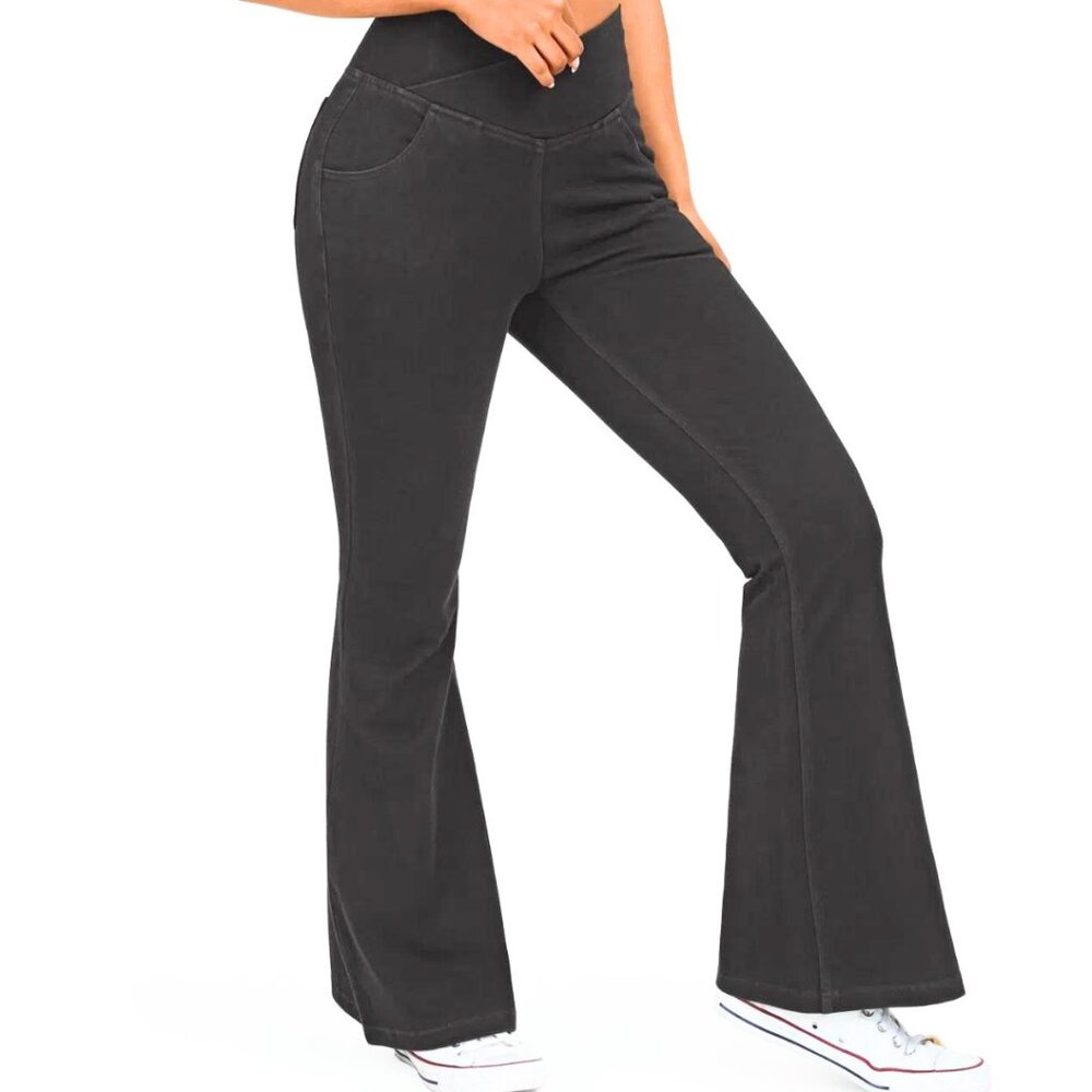 HALARA Magic Denim High Waist Crossover Flare Jeans Black Wash Various NWOT‎